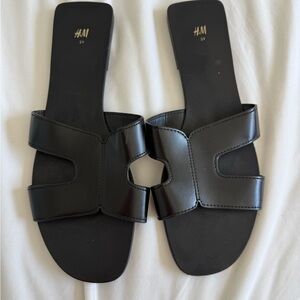 H&M Elegant Black Flat Sandals